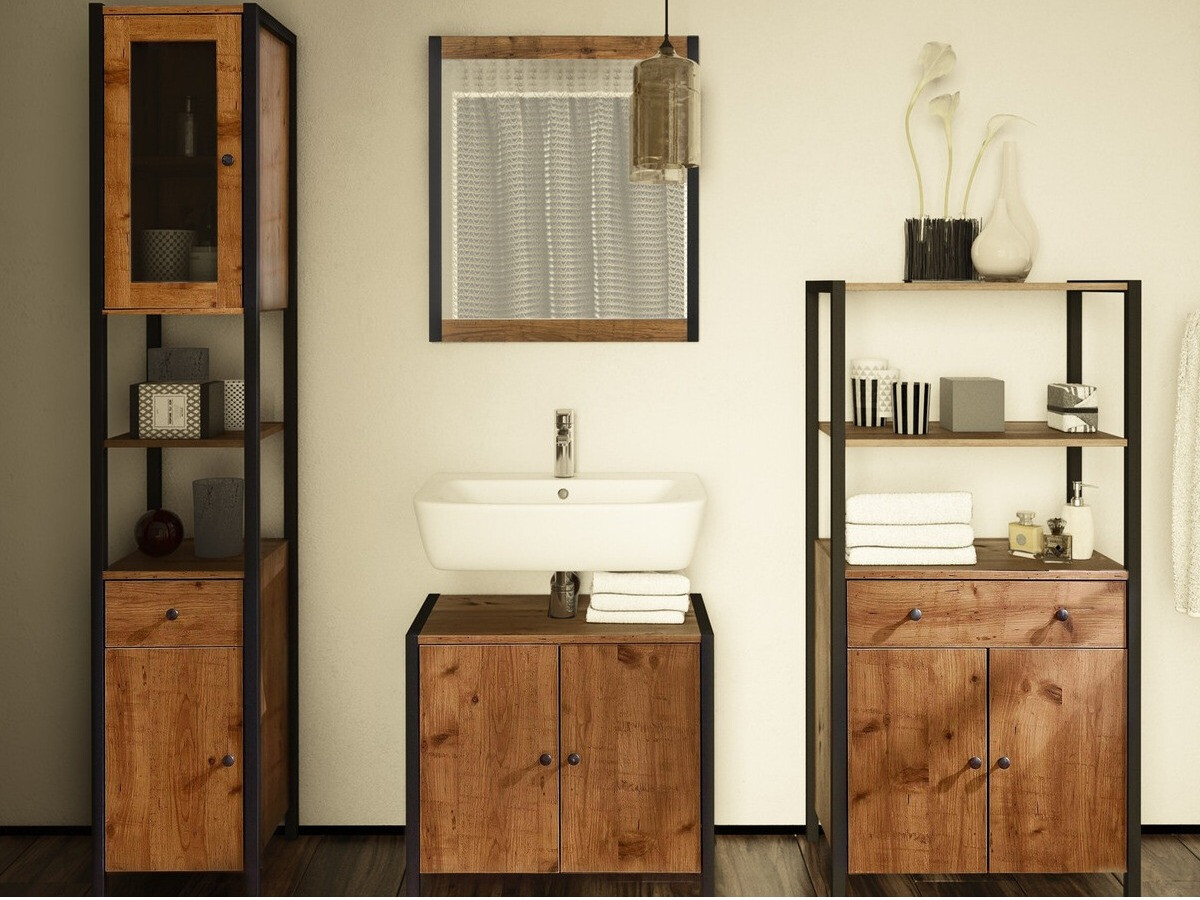 Spogulis Larnovo 114 (Tumšs ozols + Melns)