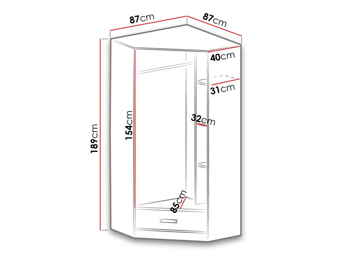 Stūra skapis Lorlare 112 (Balts + Pelēks)