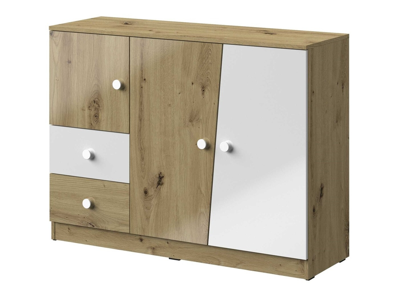 Kumode Mirelbu 106 (Artisan ozols + Glancēts balts)