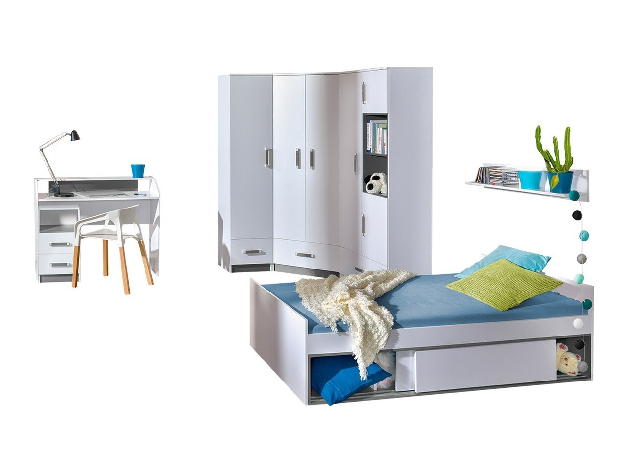 Bērnu istabas komplekts Lorlare 120 (Balts + Pelēks)