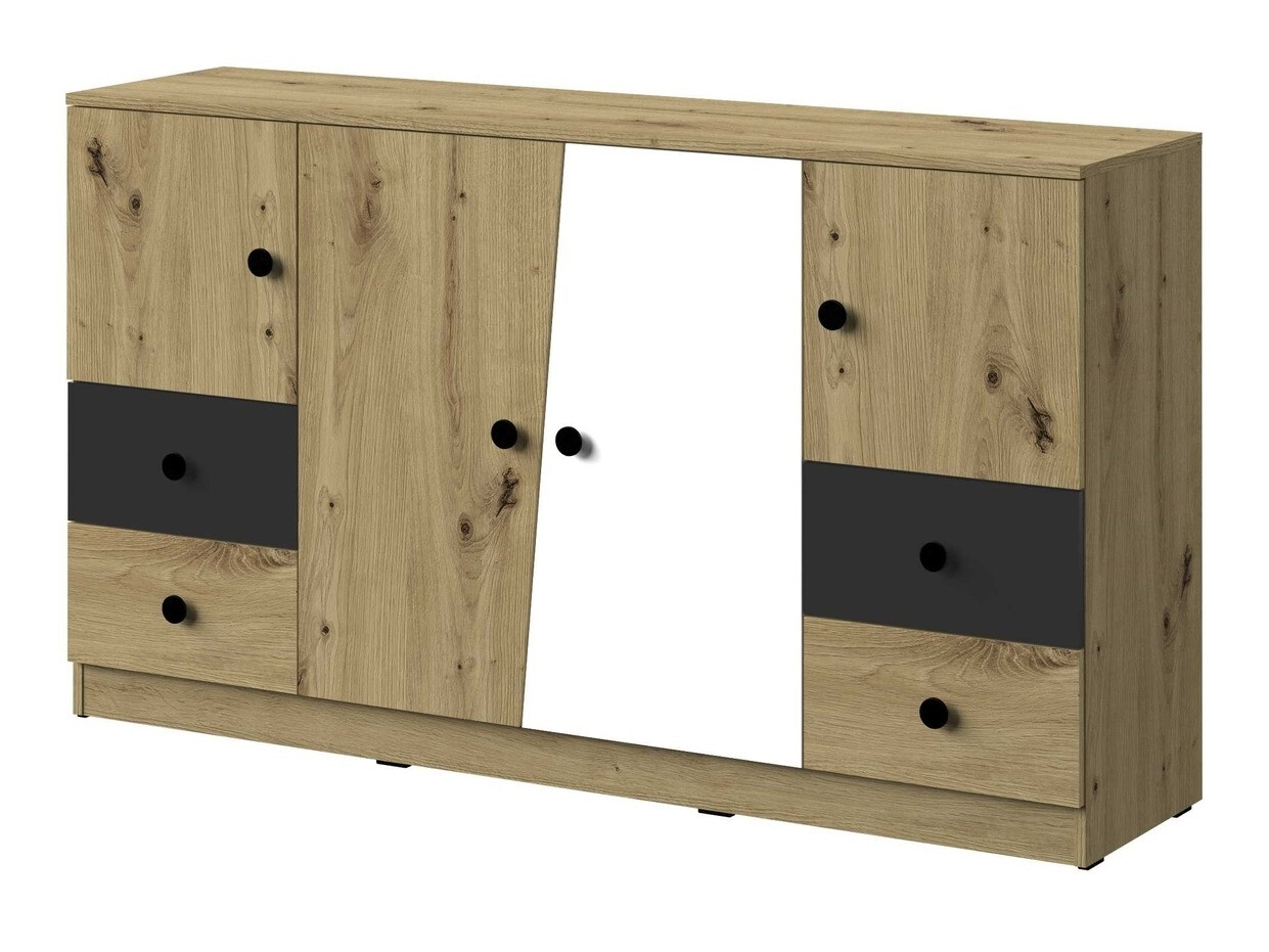 Kомод Mirelbu 105 (Artisan дуб + Белый + Чёрный)