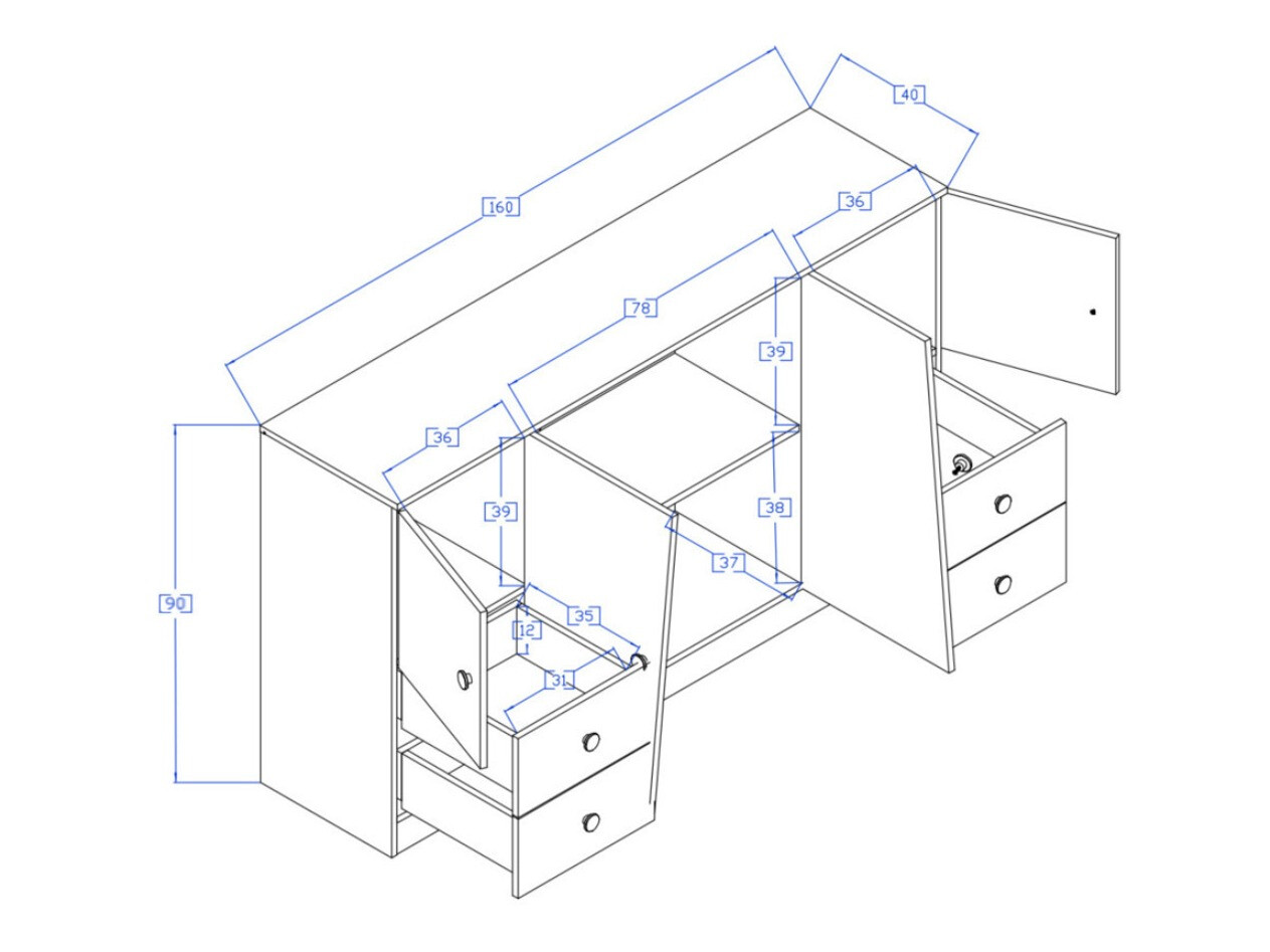 Kомод Mirelbu 105 (Artisan дуб + Глянцевый белый + Глянцевый серый)