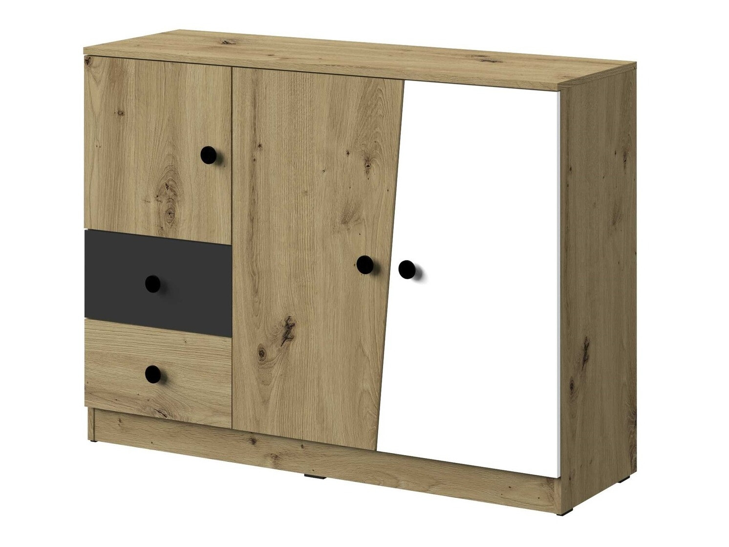 Kомод Mirelbu 106 (Artisan дуб + Белый + Чёрный)