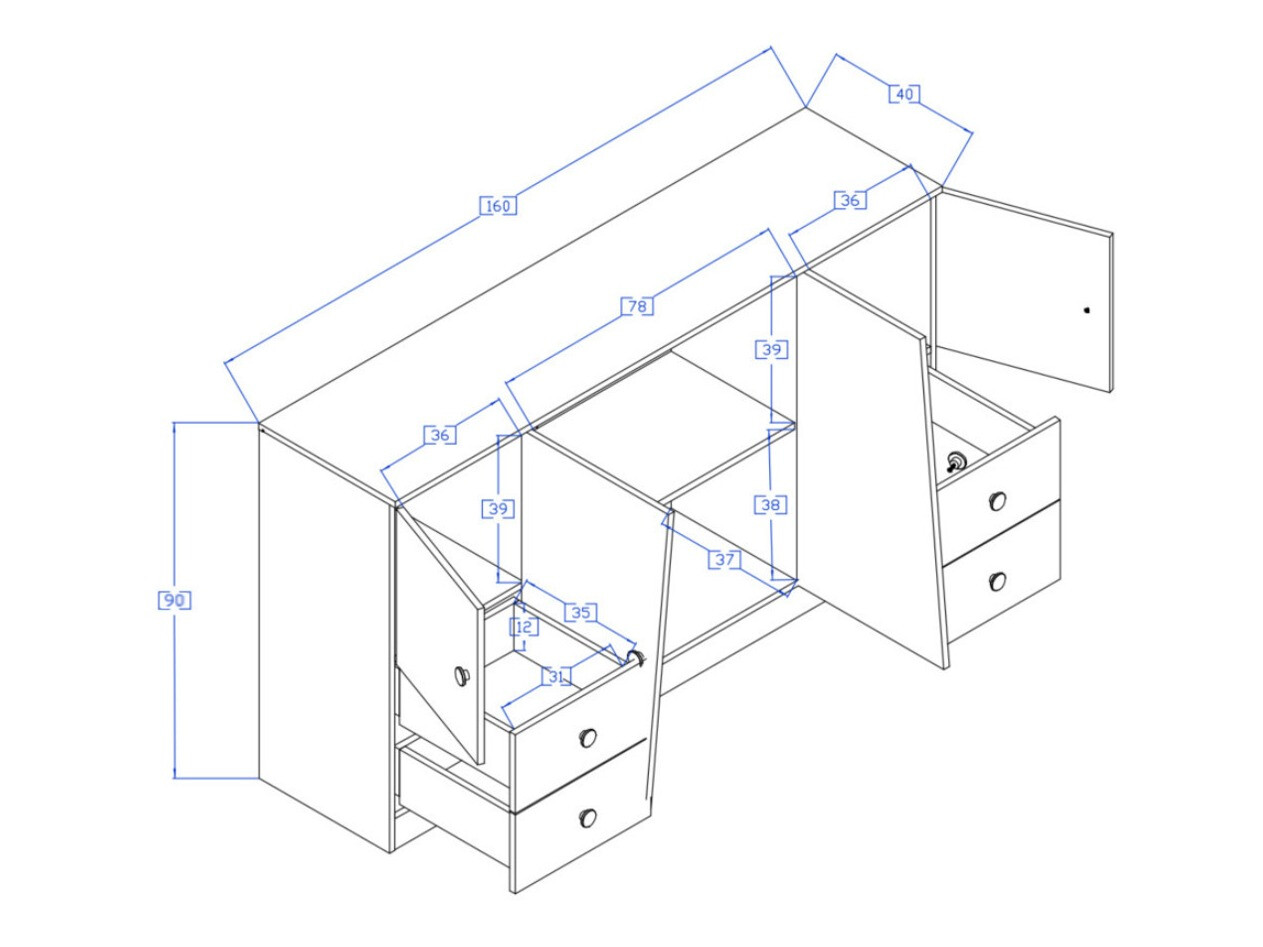 Kumode Mirelbu 105 (Artisan ozols + Glancēts balts + Glancēts melns)