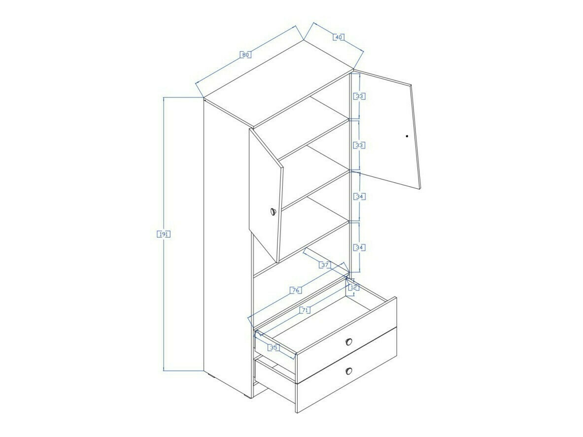 Plaukts Mirelbu 103 (Artisan ozols + Glancēts balts + Glancēts melns)