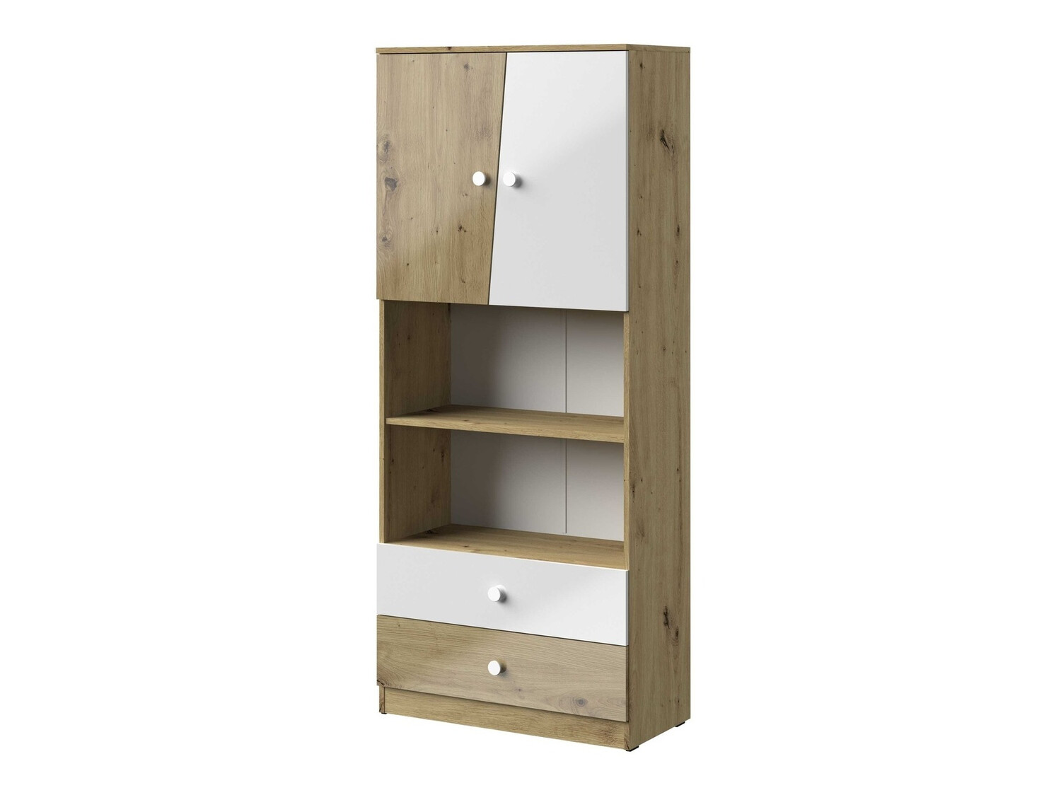 Plaukts Mirelbu 103 (Artisan ozols + Glancēts balts)