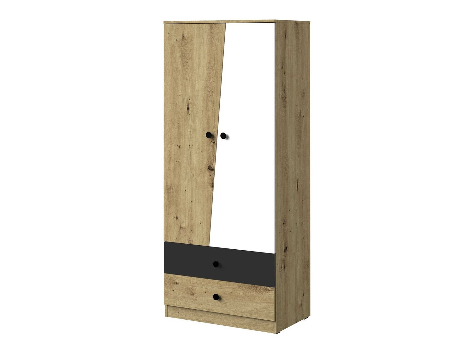 Шкаф Mirelbu 100 (Artisan дуб + Белый + Чёрный)