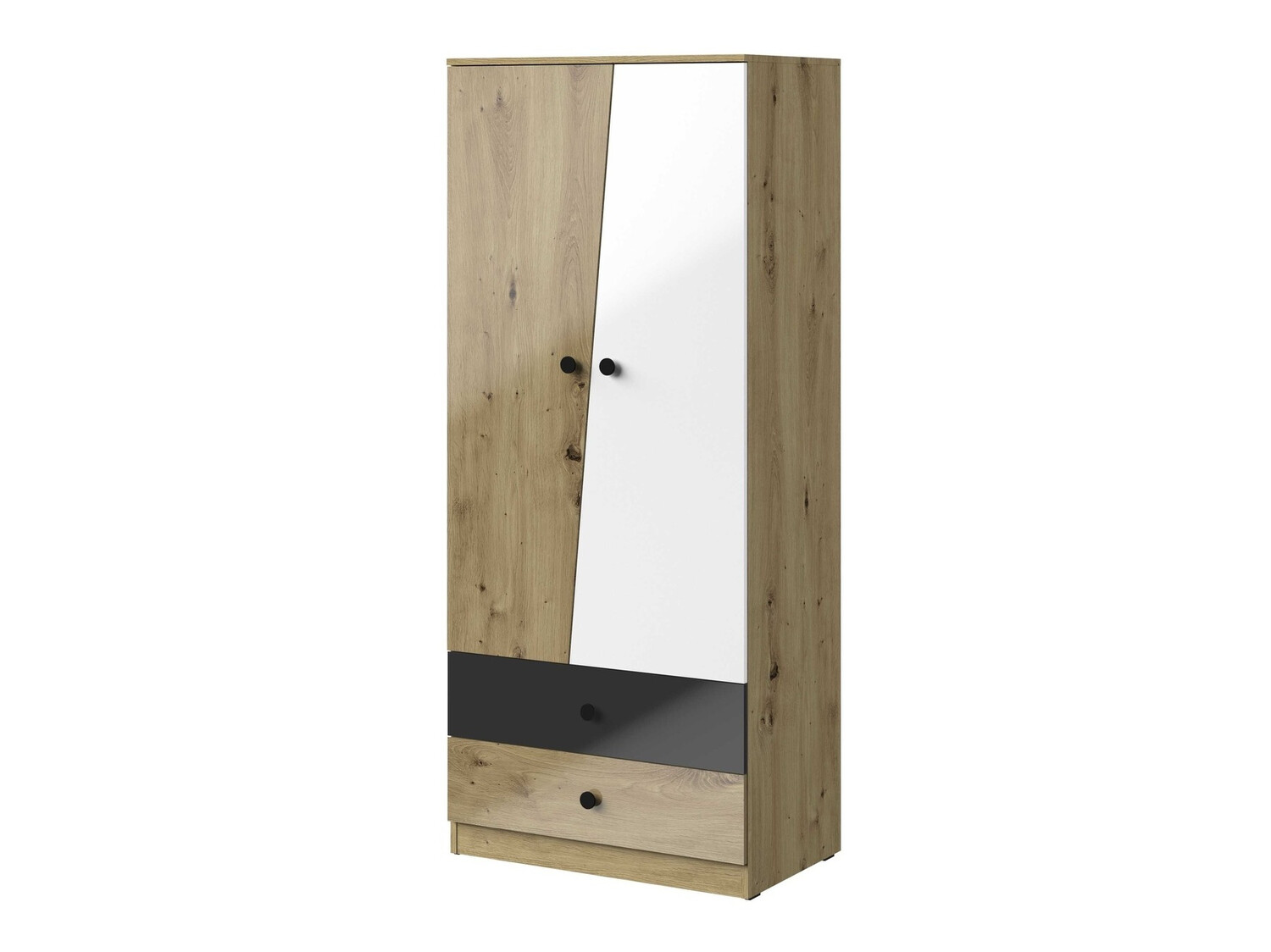 Шкаф Mirelbu 100 (Artisan дуб + Глянцевый белый + Глянцевый черный)