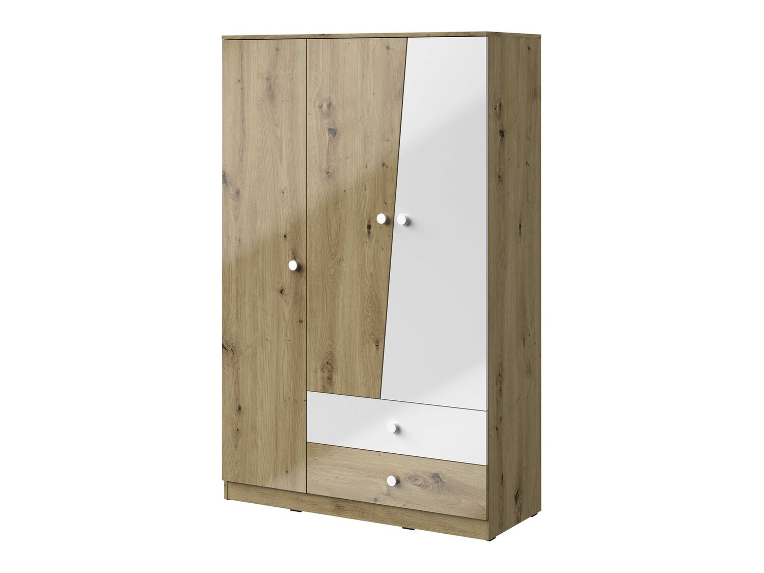 Шкаф Mirelbu 102 (Artisan дуб + Глянцевый белый)