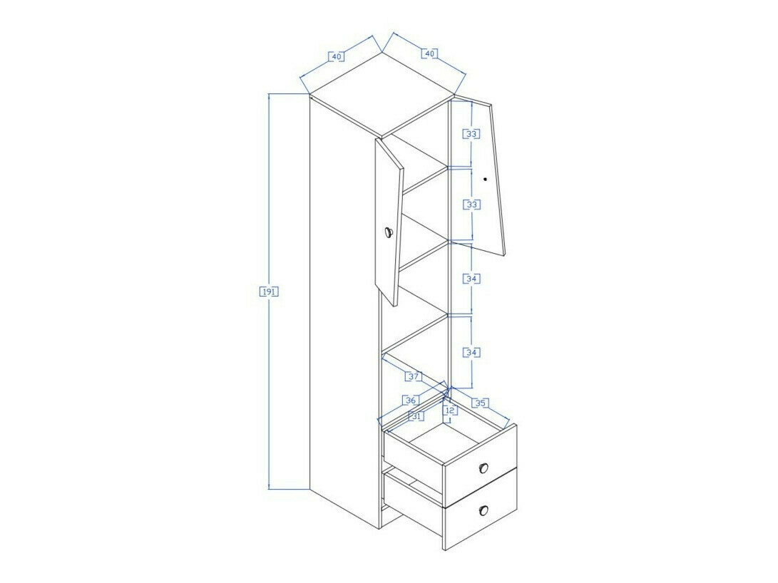 Стеллаж Mirelbu 104 (Artisan дуб + Белый + Чёрный)