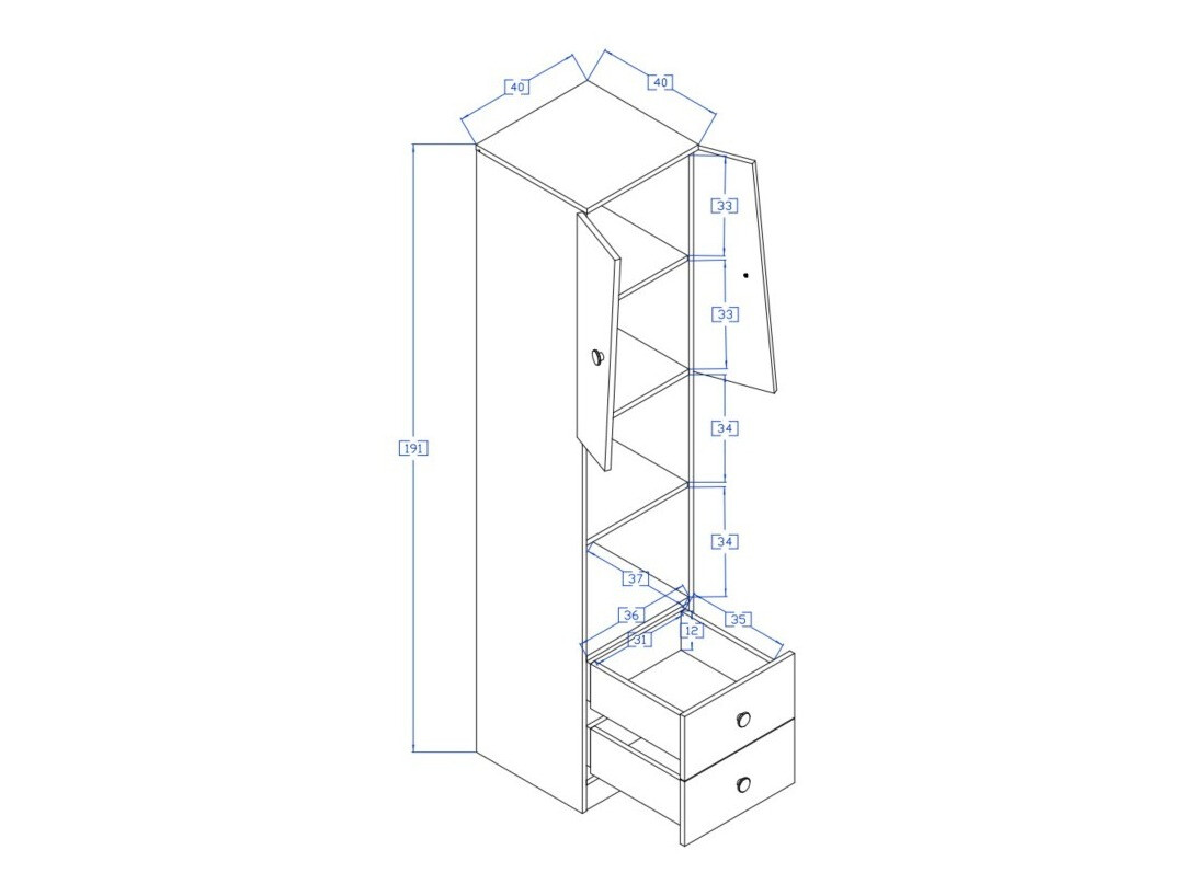 Стеллаж Mirelbu 104 (Artisan дуб + Глянцевый белый)