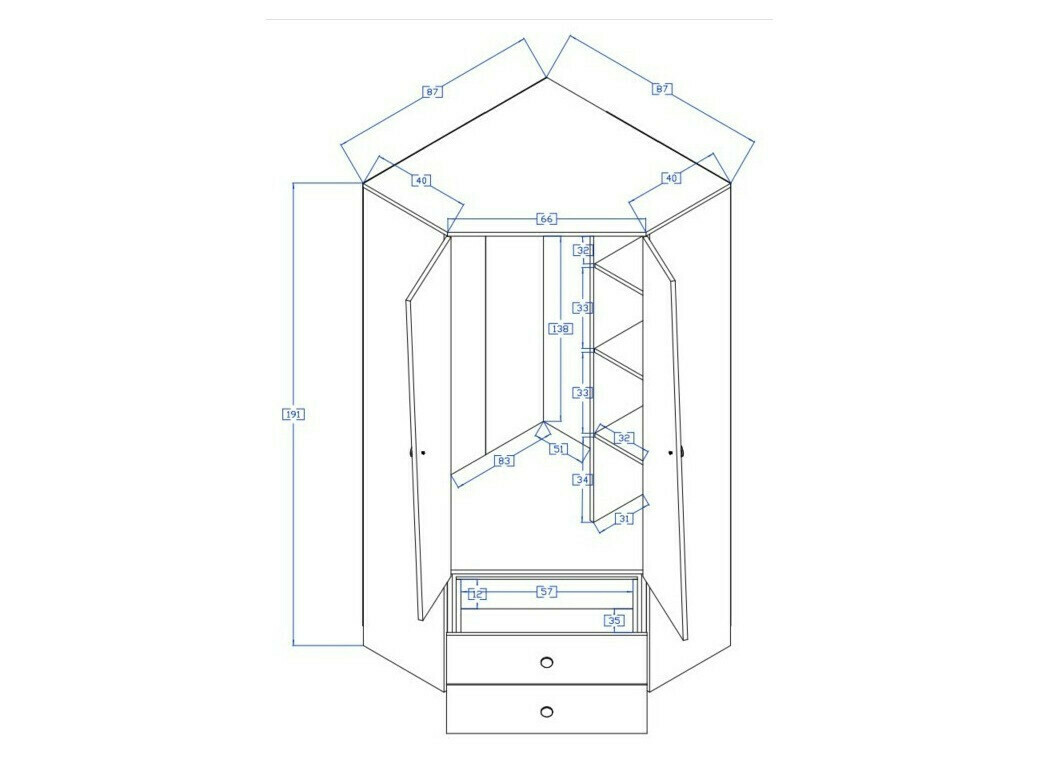 Угловой шкаф Mirelbu 101 (Artisan дуб + Глянцевый белый + Глянцевый серый)