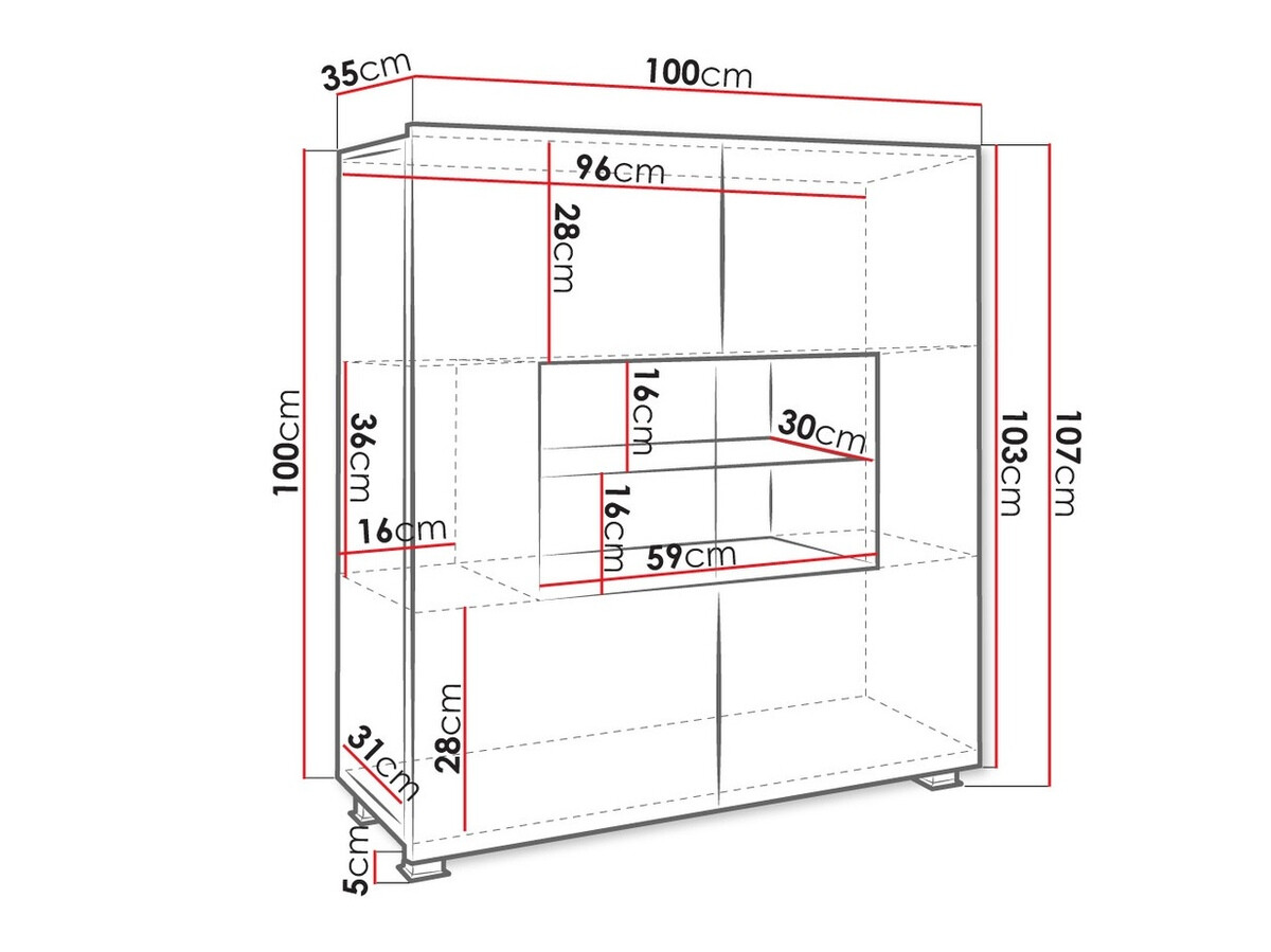 Шкафчик Tivdalu 100 (Чёрный + Глянцевый черный)