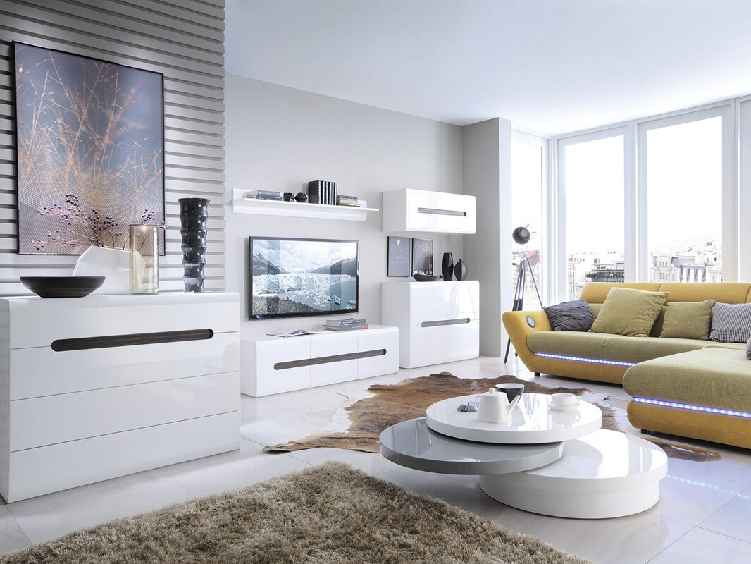 Skapis Serveso 106 (Balts + Glancēts balts)