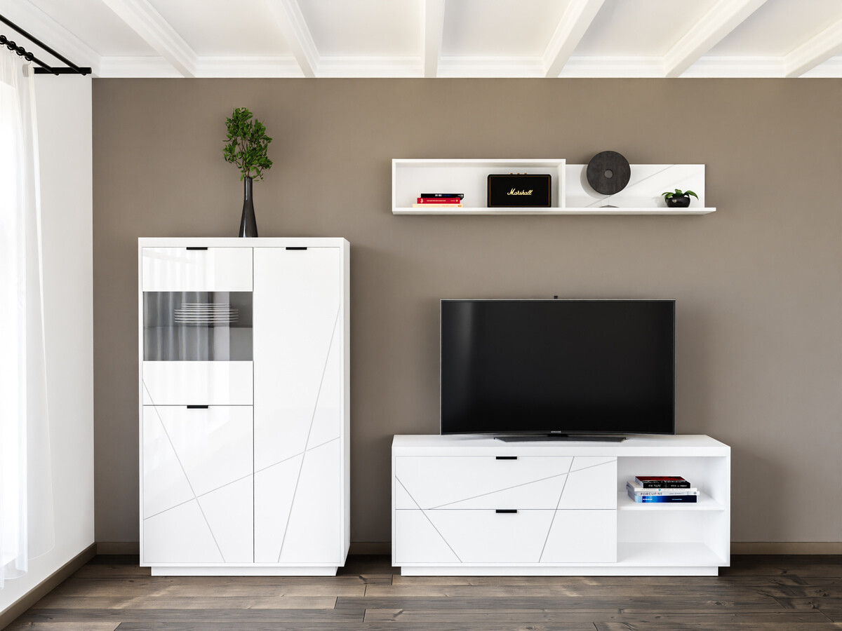 Набор для гостиной Fivale 111 (Глянцевый белый + Белый)