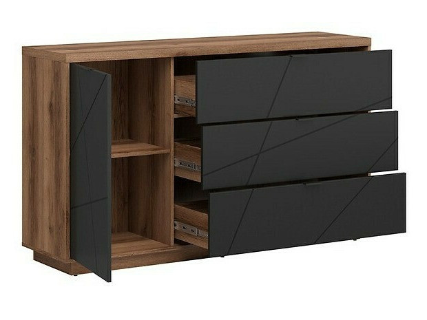 Viesistabas komplekts Fivale 110 (Tumšs delano ozols + Matēts melns)