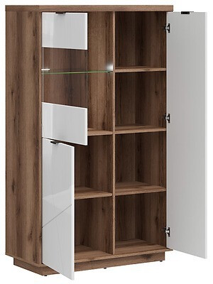 Viesistabas komplekts Fivale 111 (Tumšs delano ozols + Glancēts balts)