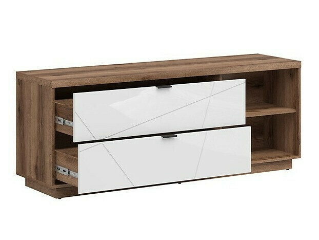 Viesistabas komplekts Fivale 111 (Tumšs delano ozols + Glancēts balts)