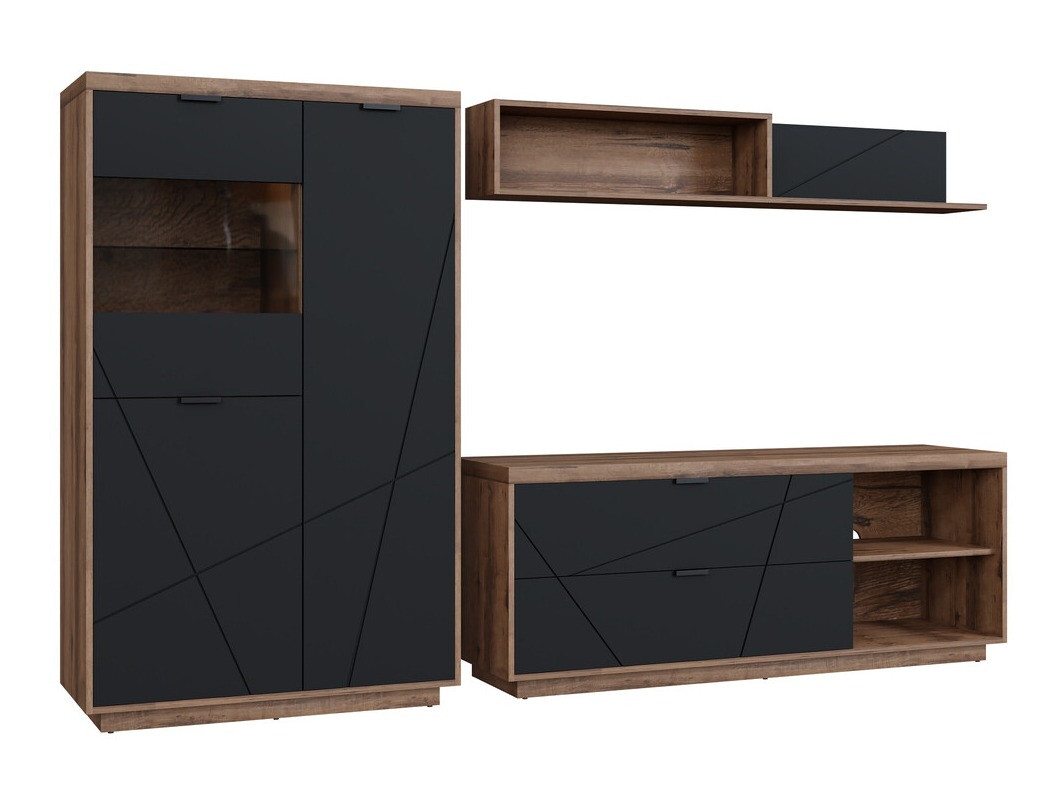 Viesistabas komplekts Fivale 111 (Tumšs delano ozols + Matēts melns)