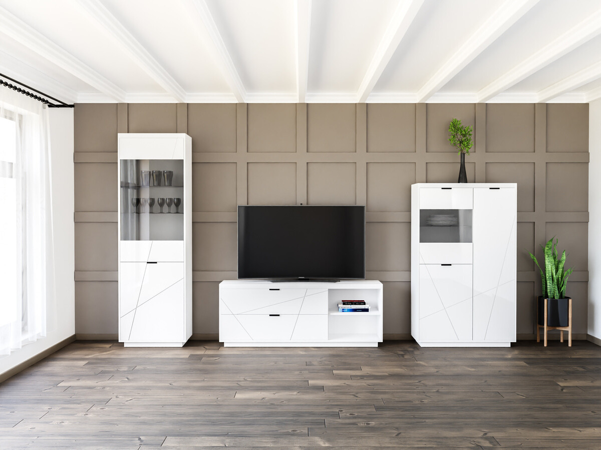 Набор для гостиной Fivale 112 (Глянцевый белый + Белый)