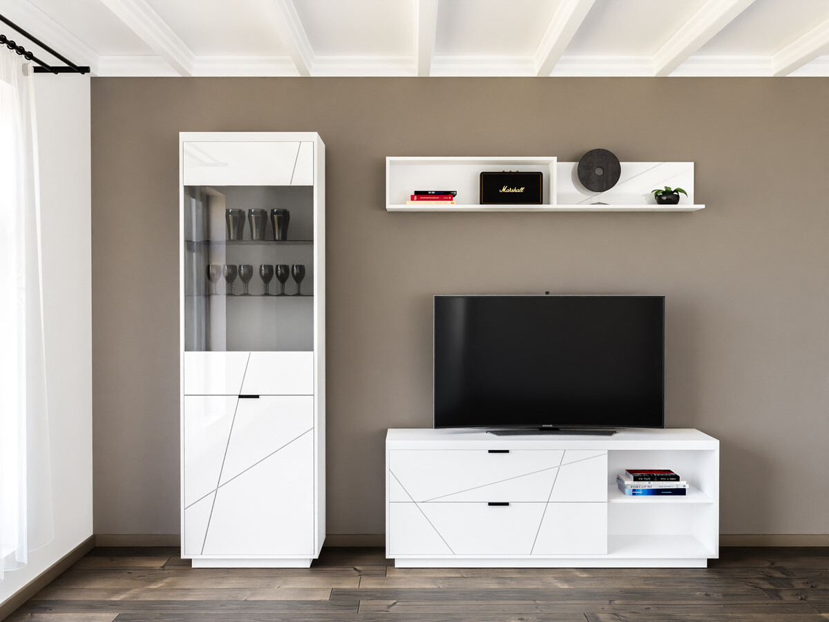 Набор для гостиной Fivale 113 (Глянцевый белый + Белый)