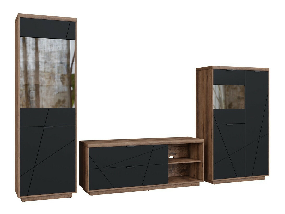 Viesistabas komplekts Fivale 112 (Tumšs delano ozols + Matēts melns)