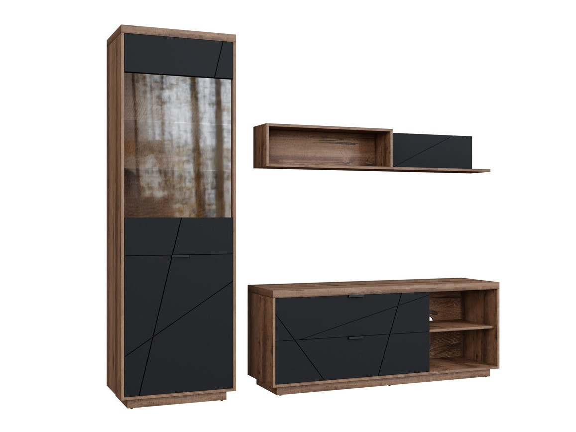 Viesistabas komplekts Fivale 113 (Tumšs delano ozols + Matēts melns)