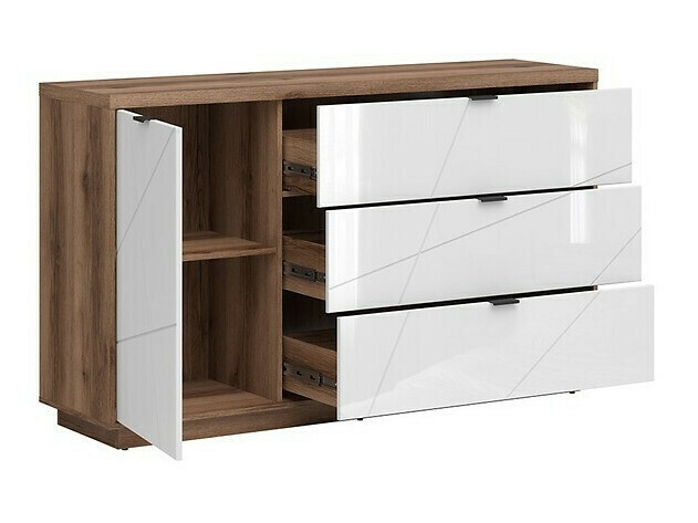 Viesistabas komplekts Fivale 114 (Tumšs delano ozols + Glancēts balts)