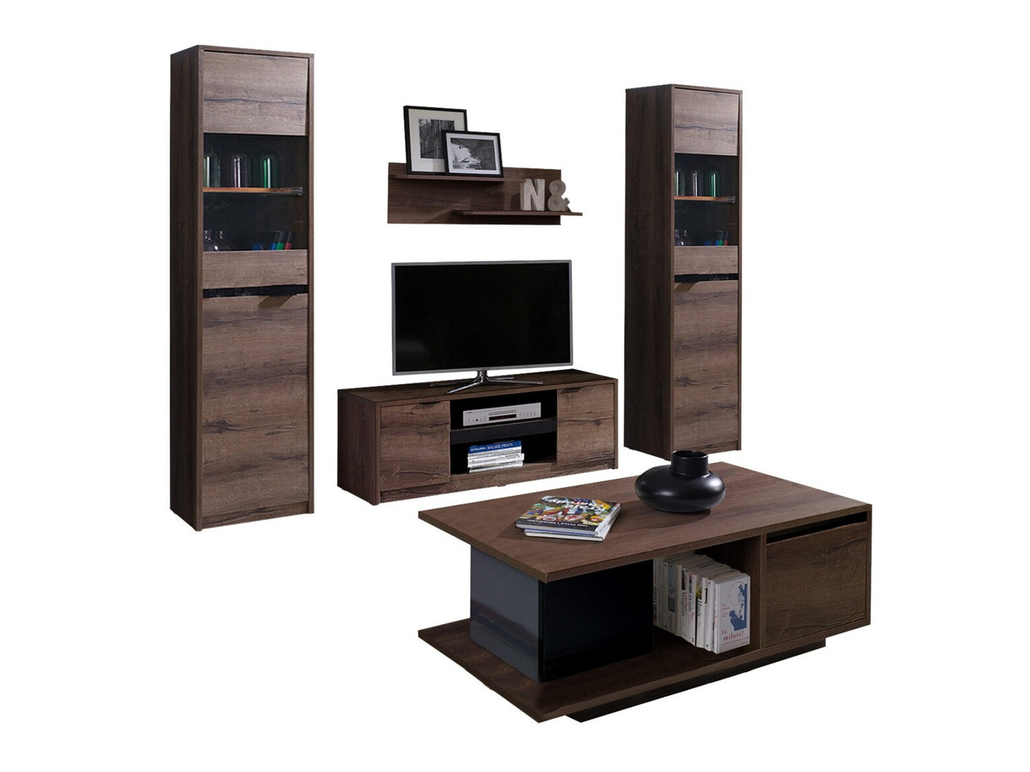 Viesistabas komplekts Fivelbo 114 (Monastery ozols + Glancēts melns)