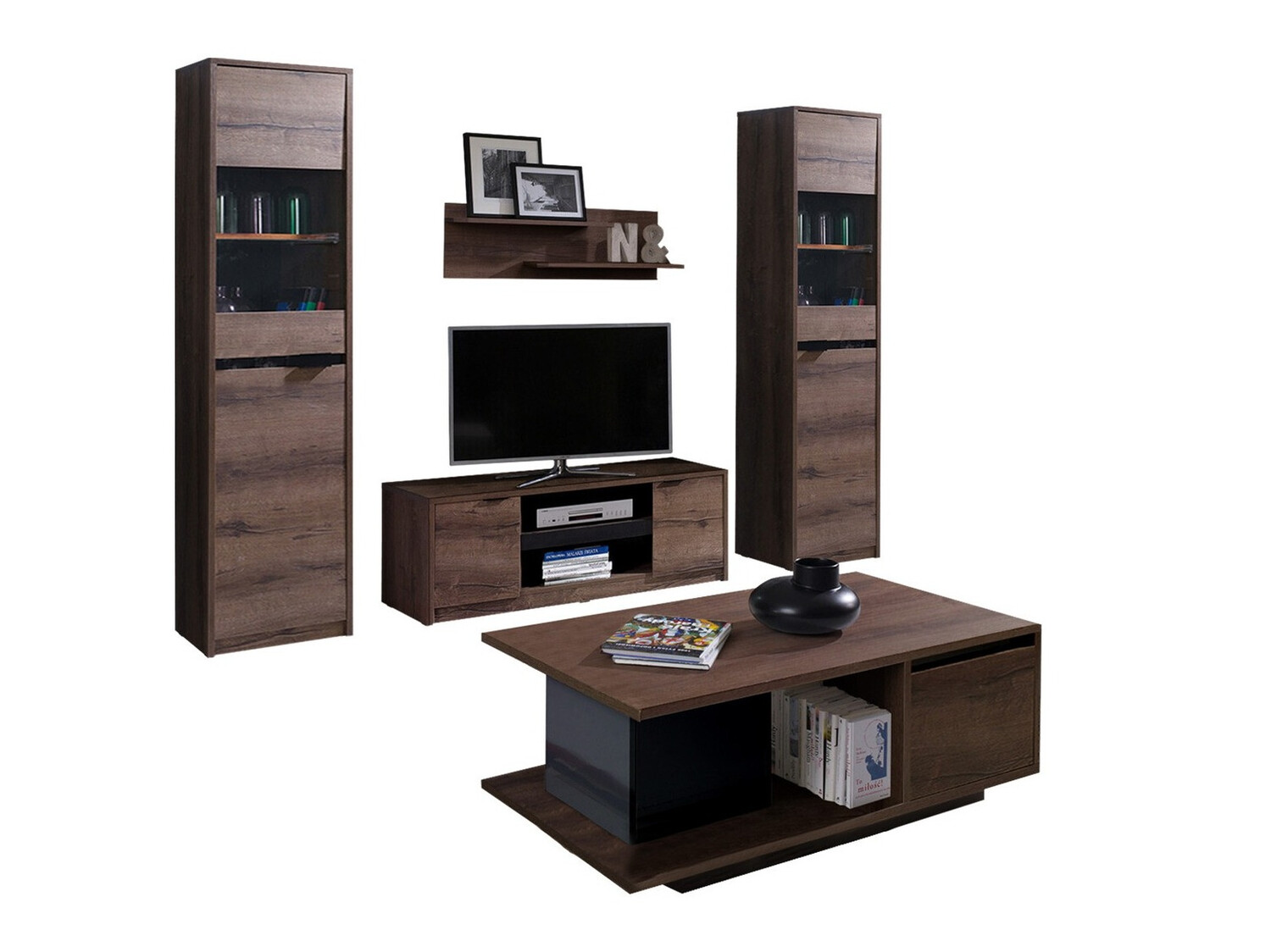 Viesistabas komplekts Fivelbo 114 (Monastery ozols + Glancēts melns)