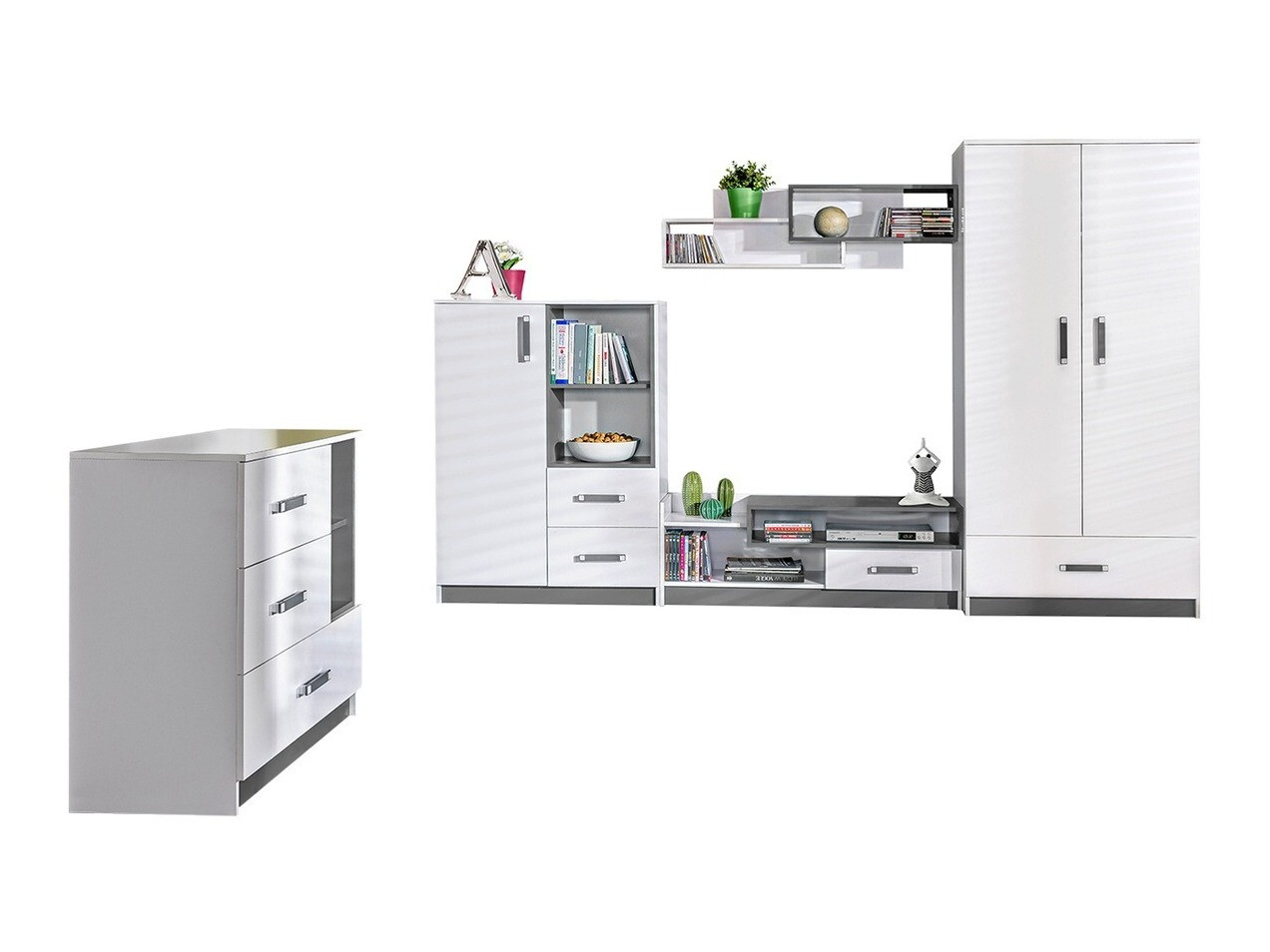 Bērnu istabas komplekts Lorlare 117 (Balts + Pelēks)