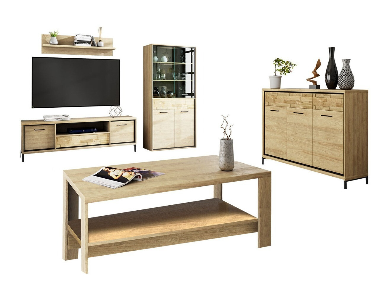 Viesistabas komplekts Etrmoni 118 (Gaišs koks + Ozols)