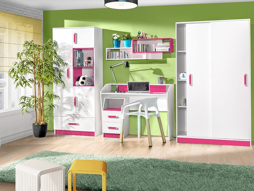 Шкаф Lorlare 115 (Белый + Розовый)