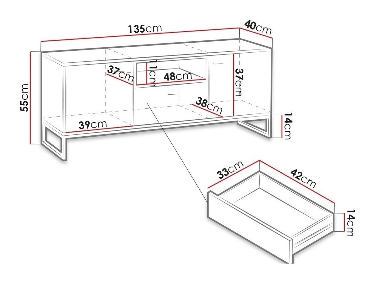 TV galds Baltesi 102 (Artisan ozols + Melns)
