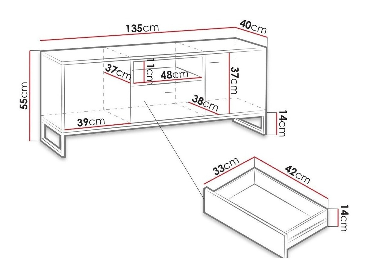TV galds Baltesi 102 (Balts + Artisan ozols)