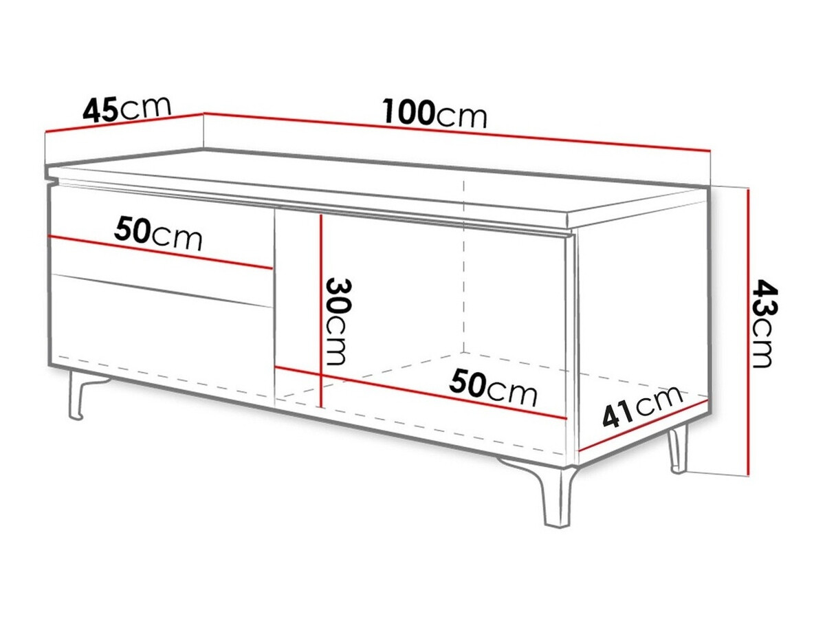 TV galds Nashville 119 (Balts + Glancēts balts)