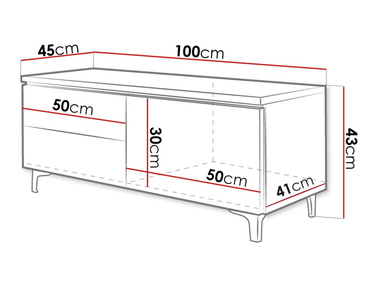 ТВ тумба Nashville 119 (Белый + Глянцевый черный)