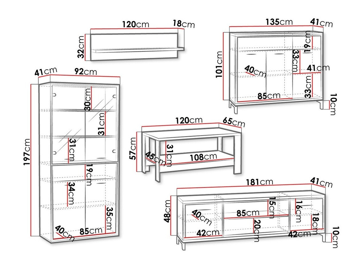 Viesistabas komplekts Etrmoni 118 (Gaišs koks + Ozols)