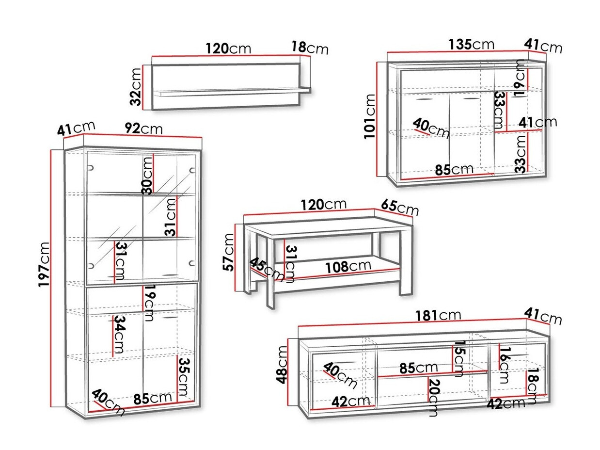 Viesistabas komplekts Etrmoni 118 (Gaišs koks + Ozols)