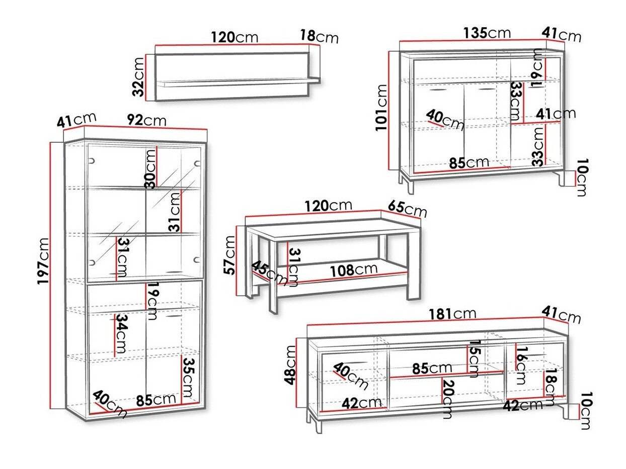 Viesistabas komplekts Etrmoni 118 (Gaišs koks + Ozols)