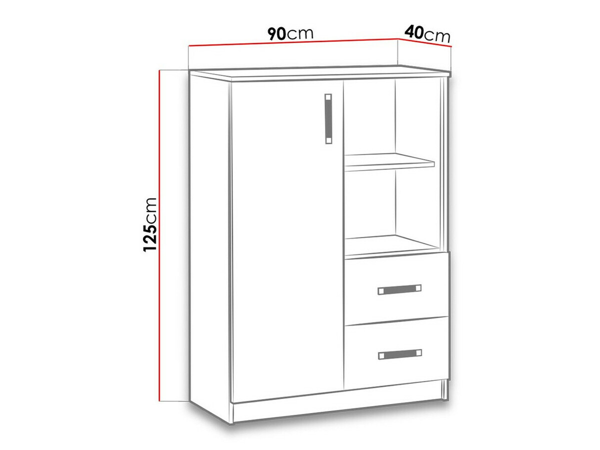 Kомод Lorlare 105 (Белый + Розовый)