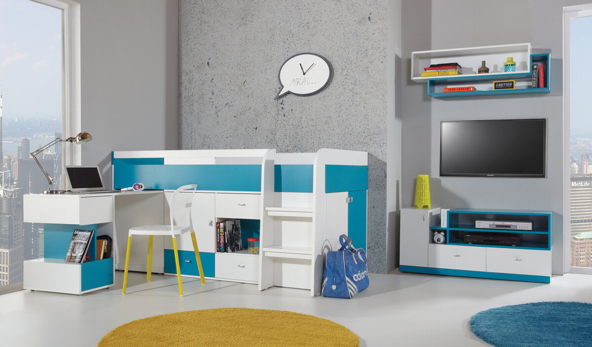 TV galds Omaha E111 (Balts + Tirkīzs)