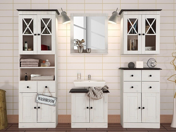 Hапольные шкафчик для ванной Deletri 105 (Белый + Havana Дуб)