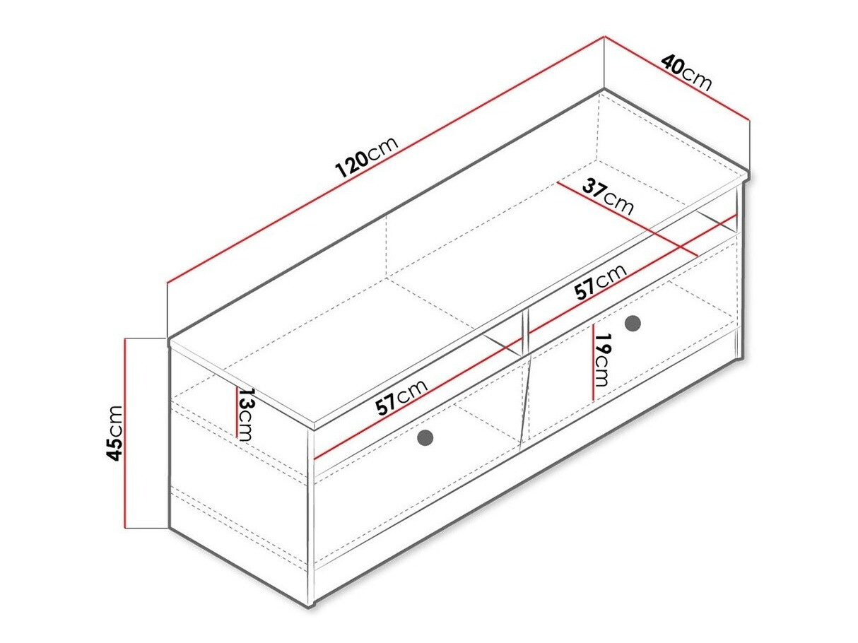 TV galds Almira 107 (Artisan ozols + Balts)