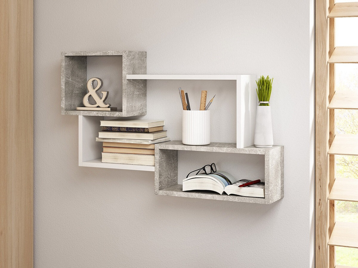 Настенная полка Sarasota 106 (Бетон + Белый)