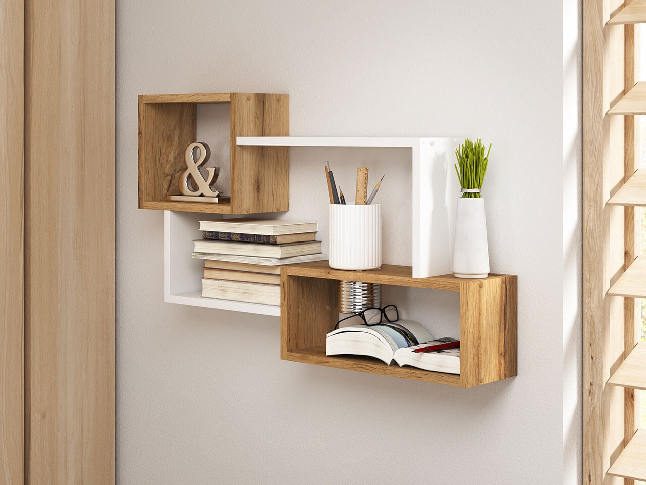 Настенная полка Sarasota 106 (Дуб вотан + Белый)