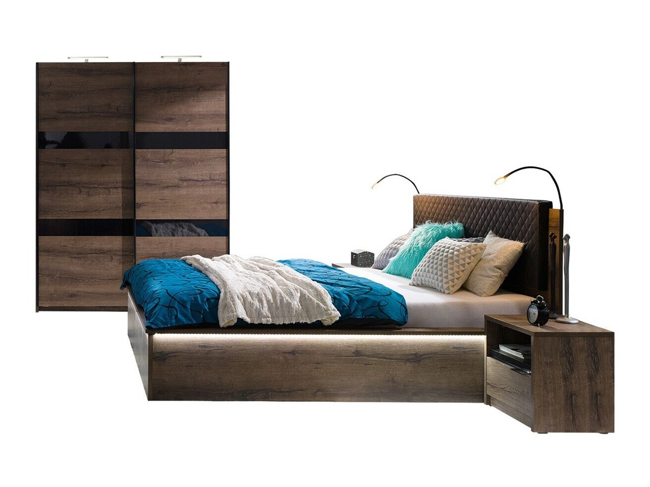 Guļamistabas komplekts Fivelbo 119 (Monastery ozols + Glancēts melns)