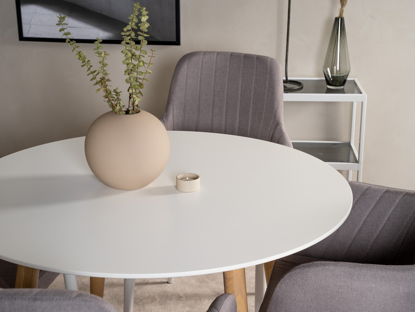 Ēdamistabas komplekts Dallas 298 (Pelēks + Balts)