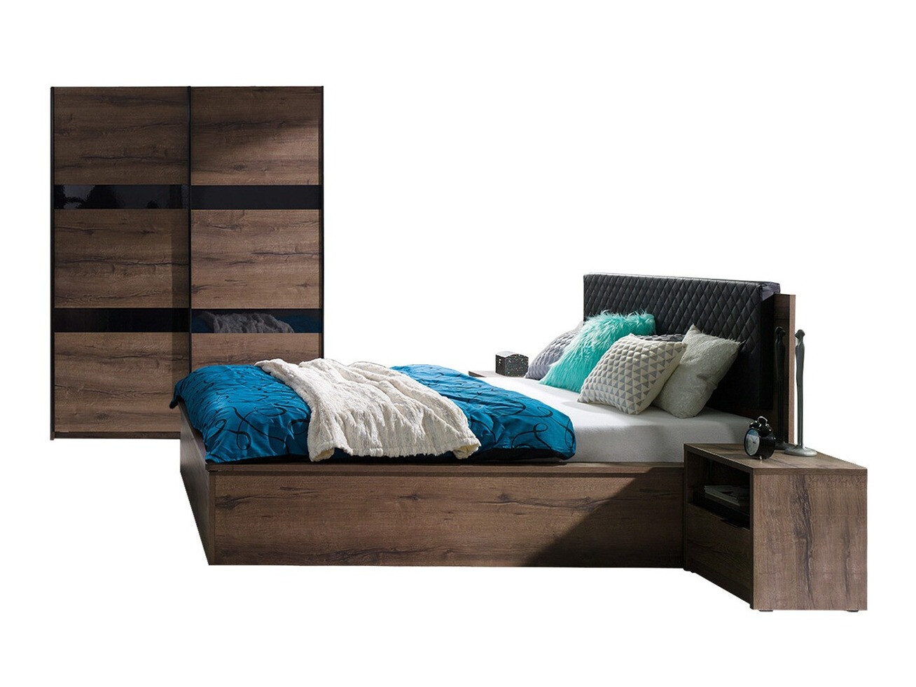 Guļamistabas komplekts Fivelbo 119 (Monastery ozols + Glancēts melns)