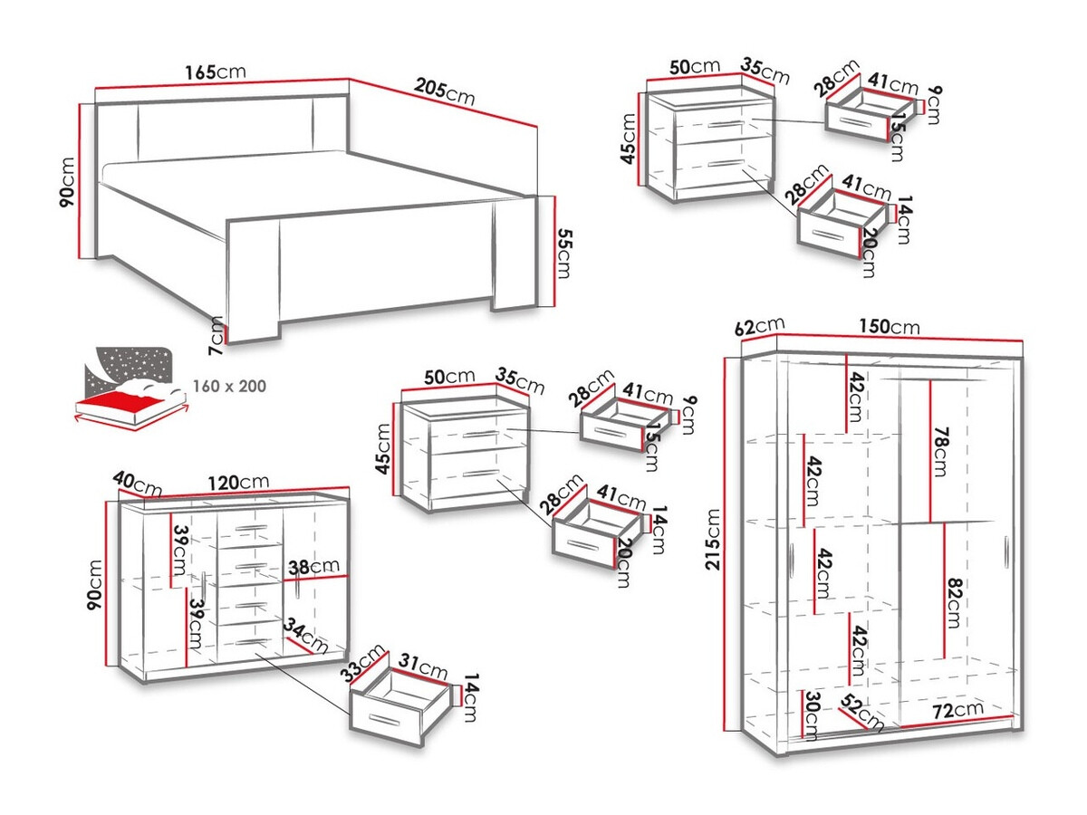 Спальный гарнитур Catromi 113 (Белый + Soft Pik 011)